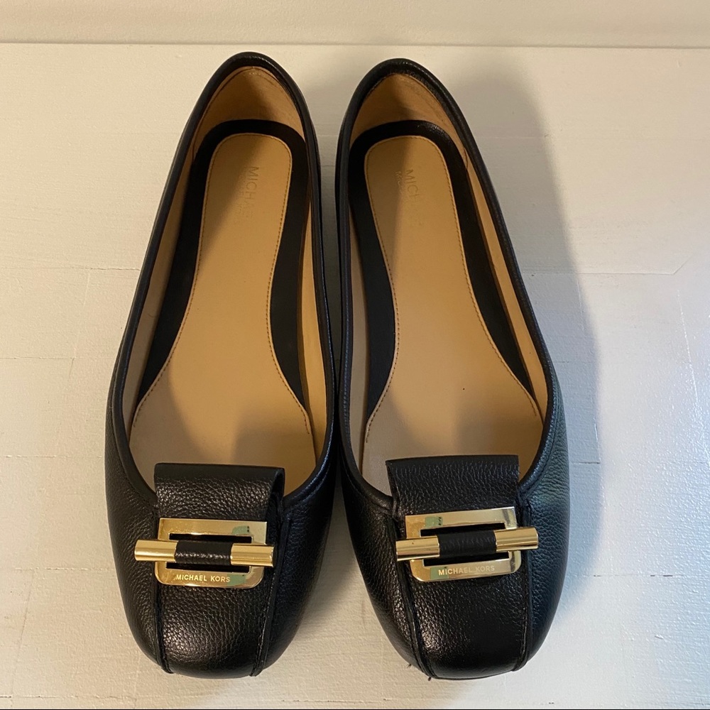 🌟 50% OFF!! Michael Kors Gloria Moc Leather Black Flats Shoes